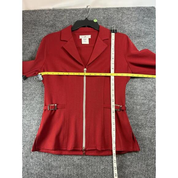 90s Vintage Designer Vertigo Paris Blazer Womens Medium Red Silver Accents Zips - Picture 13 of 15
